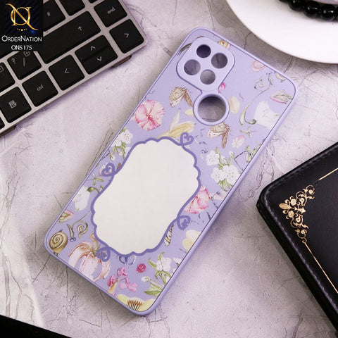 Oppo A15 Cover - Purple - Trendy Printed Spring Floral Design Mirror Soft Border Case With Camera Protection