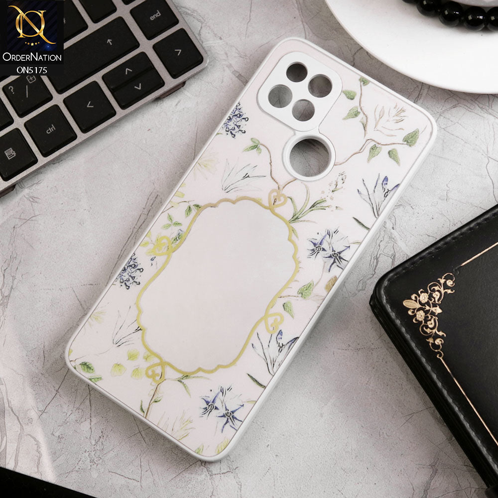 Oppo A15s Cover - White - Trendy Printed Spring Floral Design Mirror Soft Border Case With Camera Protection