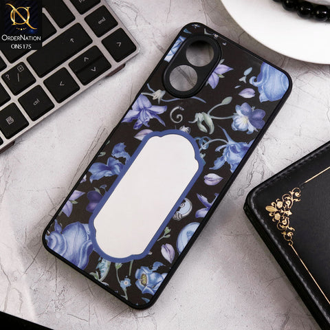 Oppo A18 Cover - Black - Trendy Printed Spring Floral Design Mirror Soft Border Case With Camera Protection