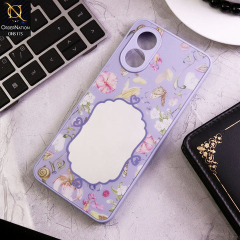 Oppo A18 Cover - Purple - Trendy Printed Spring Floral Design Mirror Soft Border Case With Camera Protection