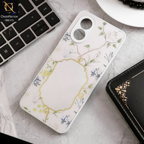 Oppo A38 Cover - White - Trendy Printed Spring Floral Design Mirror Soft Border Case With Camera Protection