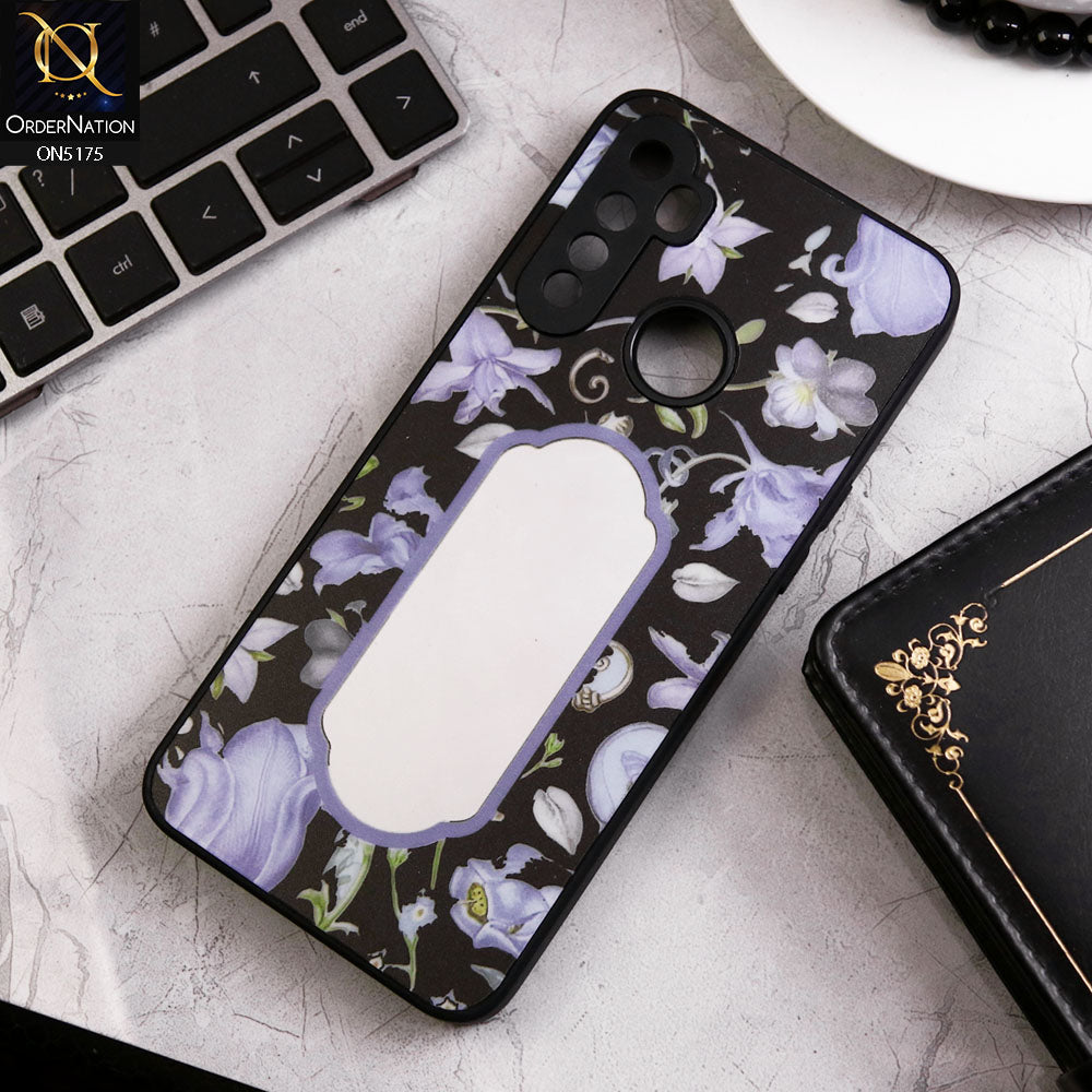 Realme 5 Cover - Black - Trendy Printed Spring Floral Design Mirror Soft Border Case With Camera Protection