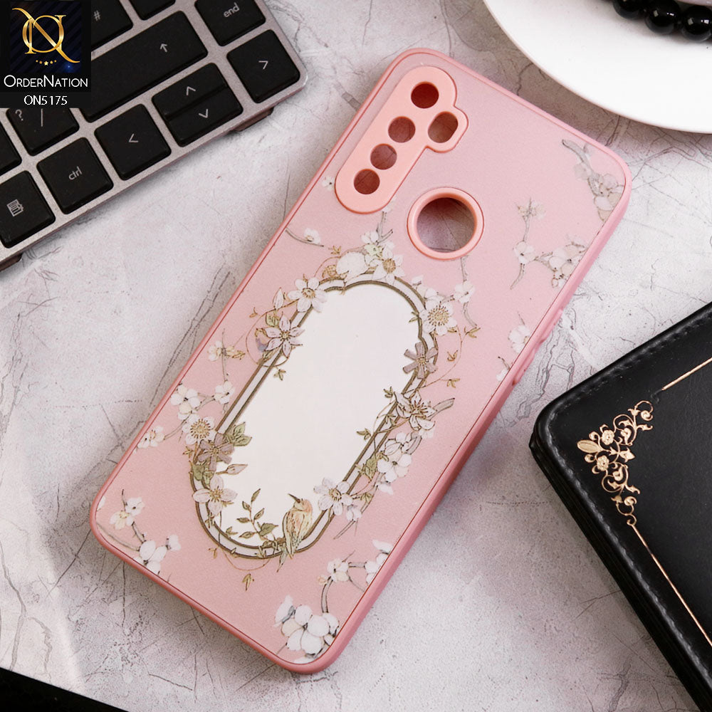 Realme 5s Cover - Pink - Trendy Printed Spring Floral Design Mirror Soft Border Case With Camera Protection