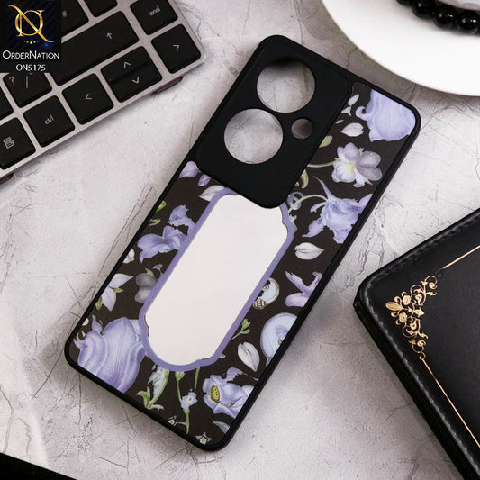 Oppo Reno 11F 5G Cover - Black - Trendy Printed Spring Floral Design Mirror Soft Border Case With Camera Protection