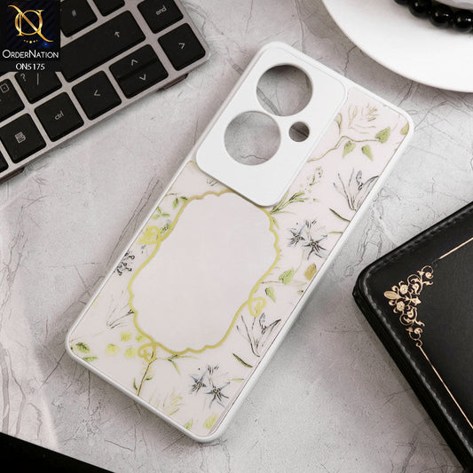 Oppo Reno 11F 5G Cover - White - Trendy Printed Spring Floral Design Mirror Soft Border Case With Camera Protection