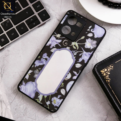 Oppo F21 Pro 4G Cover - Black - Trendy Printed Spring Floral Design Mirror Soft Border Case With Camera Protection