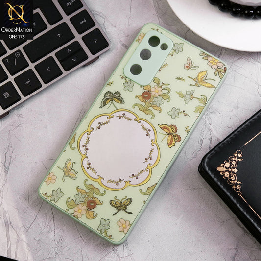 Samsung Galaxy S20 FE Cover - Green - Trendy Printed Spring Floral Design Mirror Soft Border Case With Camera Protection