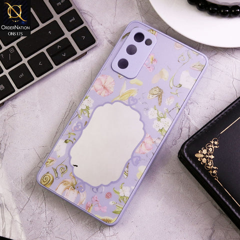 Samsung Galaxy S20 FE Cover - Purple - Trendy Printed Spring Floral Design Mirror Soft Border Case With Camera Protection