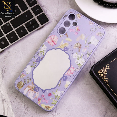 Samsung Galaxy A04s Cover - Purple - Trendy Printed Spring Floral Design Mirror Soft Border Case With Camera Protection