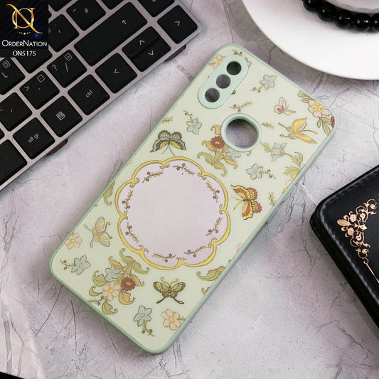 Samsung Galaxy A10s Cover - Green - Trendy Printed Spring Floral Design Mirror Soft Border Case With Camera Protection