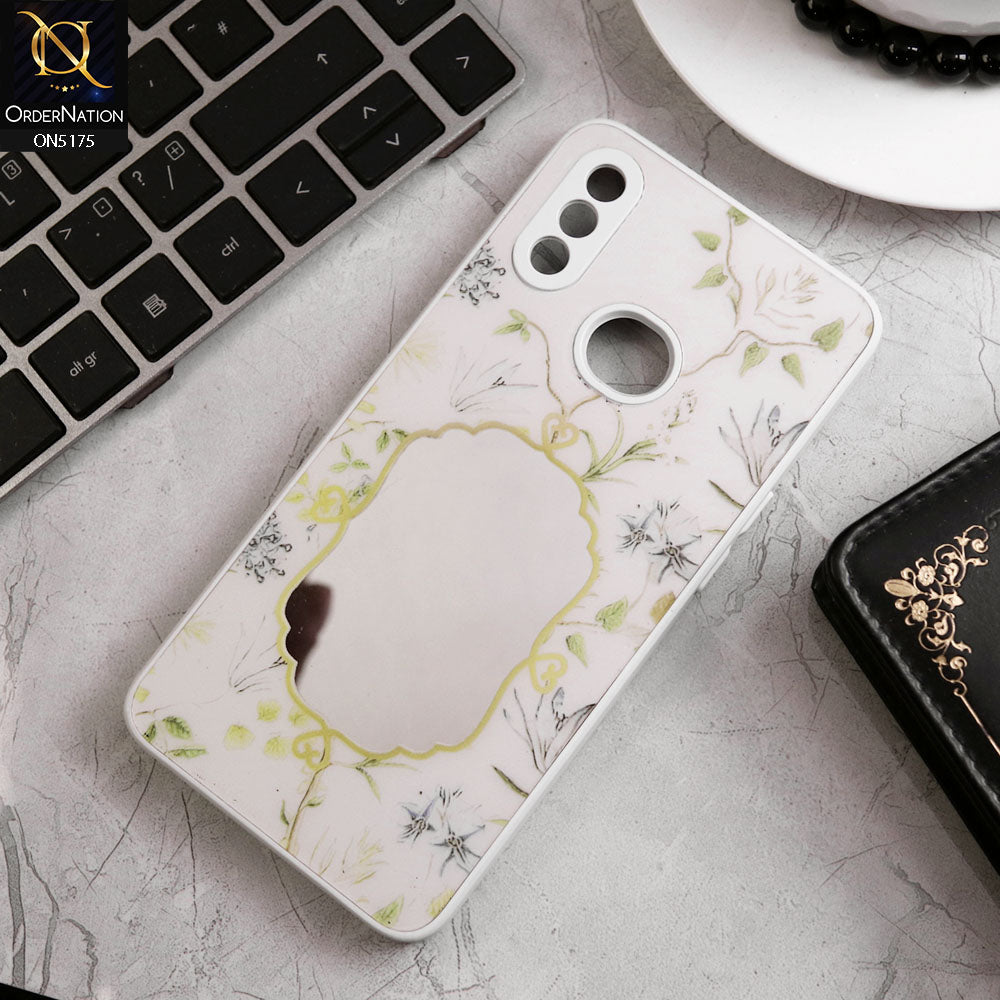 Samsung Galaxy A10s Cover - White - Trendy Printed Spring Floral Design Mirror Soft Border Case With Camera Protection