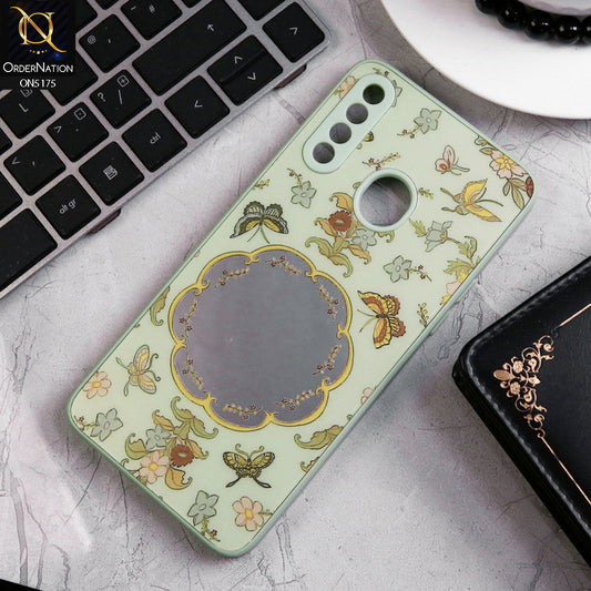 Samsung Galaxy A20s Cover - Green - Trendy Printed Spring Floral Design Mirror Soft Border Case With Camera Protection