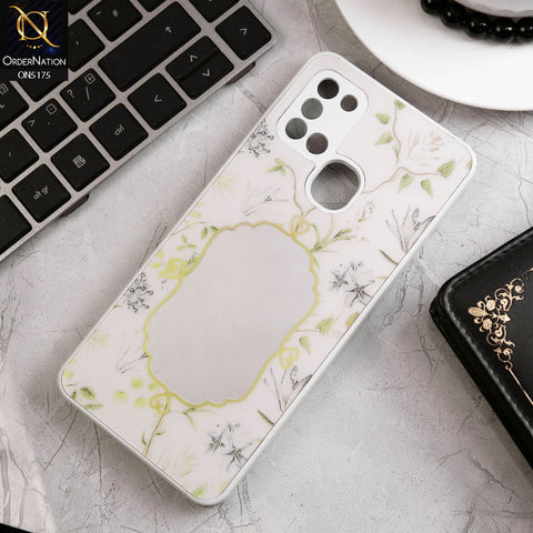 Samsung Galaxy A21s Cover - White - Trendy Printed Spring Floral Design Mirror Soft Border Case With Camera Protection