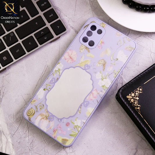 Samsung Galaxy A31 Cover - Purple - Trendy Printed Spring Floral Design Mirror Soft Border Case With Camera Protection