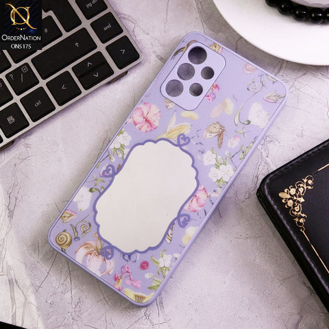 Samsung Galaxy A32 Cover - Purple - Trendy Printed Spring Floral Design Mirror Soft Border Case With Camera Protection