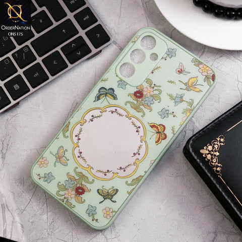 Samsung Galaxy A34 5G Cover - Green - Trendy Printed Spring Floral Design Mirror Soft Border Case With Camera Protection