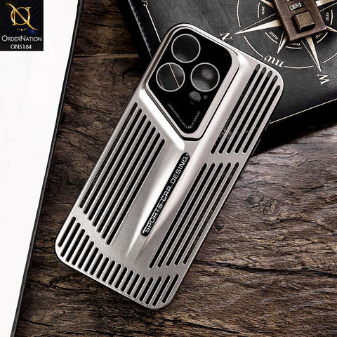 iPhone 15 Pro Cover - Titanium - Premium Sports Car Design Breathable Mesh Grill Design PC Shell Case