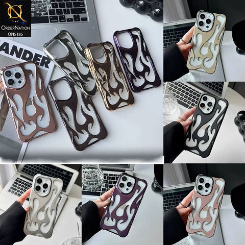 iPhone 13 Cover - Golden - New Shiny Electroplating Flame Series Soft Case