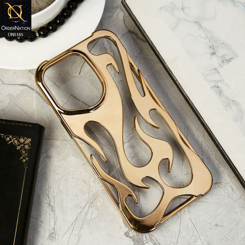 iPhone 11 Pro Max Cover - Golden - New Shiny Electroplating Flame Series Soft Case