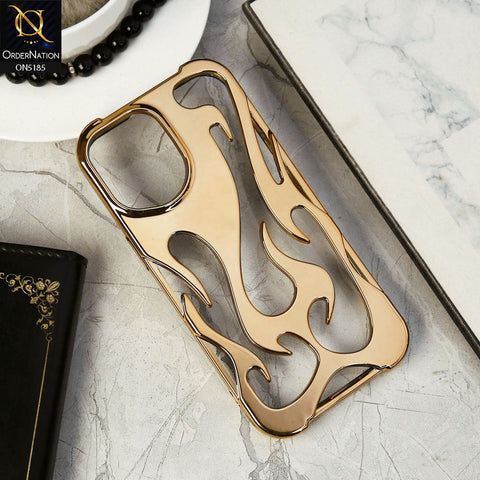 iPhone 14 Cover - Golden - New Shiny Electroplating Flame Series Soft Case