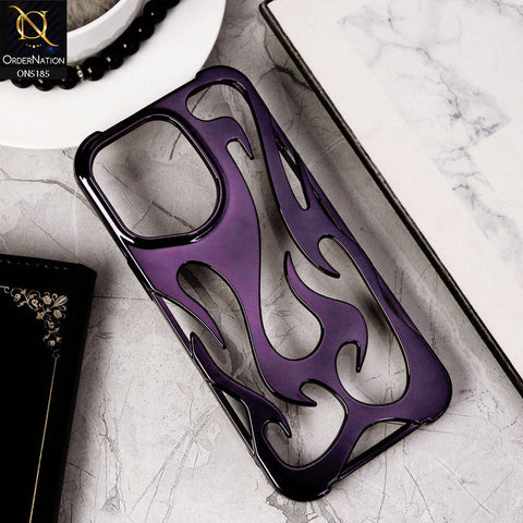 iPhone 14 Pro Max Cover - Purple - New Shiny Electroplating Flame Series Soft Case