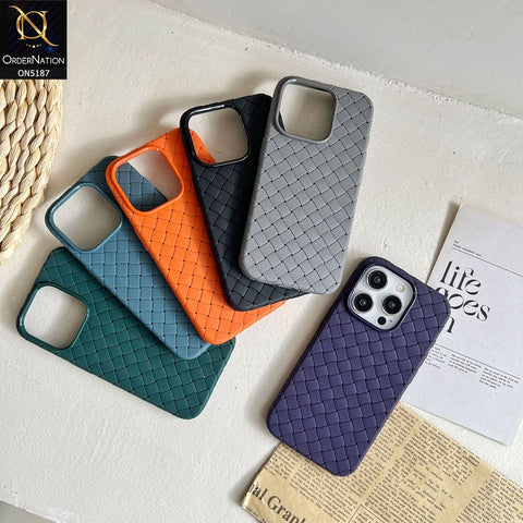 iPhone 11 Pro Max Cover - Black - New Woven Design Leather Feel Soft TPU Case