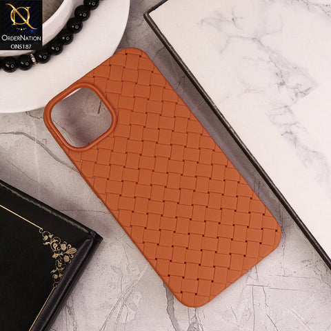 iPhone 11 Pro Cover - Orange - New Woven Design Leather Feel Soft TPU Case