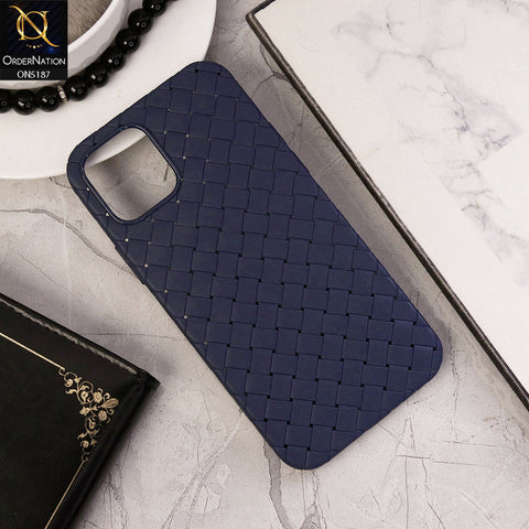 iPhone 12 Cover - Blue - New Woven Design Leather Feel Soft TPU Case