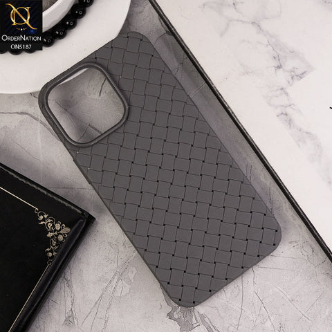 iPhone 13 Pro Max Cover - Gray - New Woven Design Leather Feel Soft TPU Case