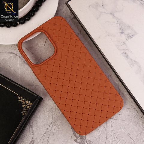 iPhone 14 Pro Cover - Orange - New Woven Design Leather Feel Soft TPU Case