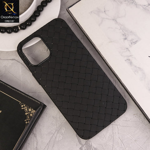 iPhone 15 Plus Cover - Black - New Woven Design Leather Feel Soft TPU Case