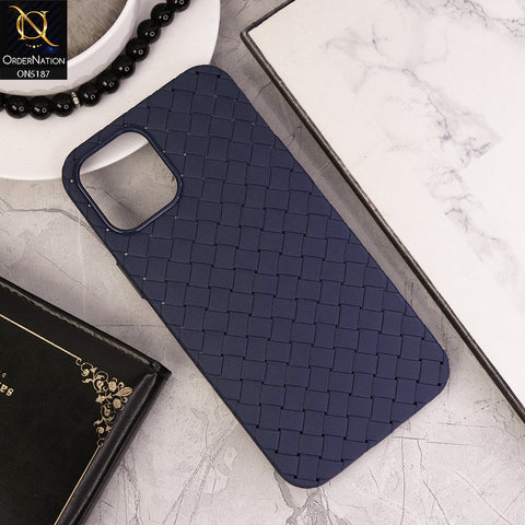 iPhone 15 Plus Cover - Blue - New Woven Design Leather Feel Soft TPU Case