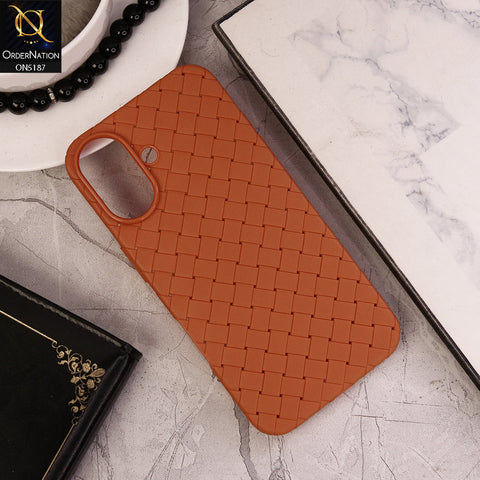 iPhone 16 Cover - Orange - New Woven Design Leather Feel Soft TPU Case