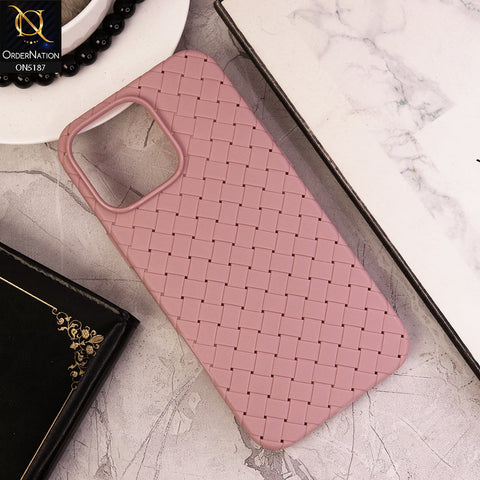 iPhone 16 Pro Max Cover - Pink - New Woven Design Leather Feel Soft TPU Case