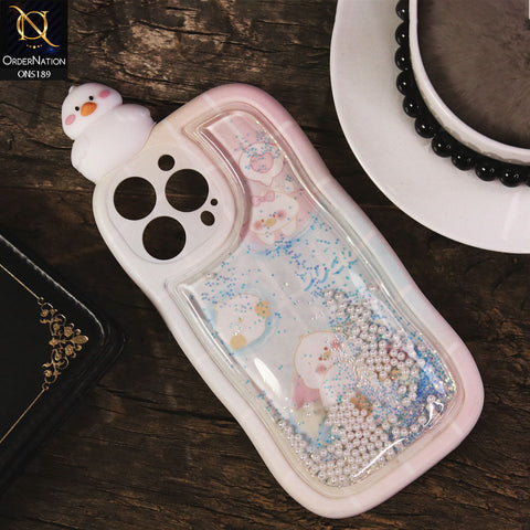 iPhone 13 Pro Max Cover - Design 1 - 3D Cute Cartoon Doll Bling Liquid Glitter Floating Pearls Shockproof Protective Soft Case