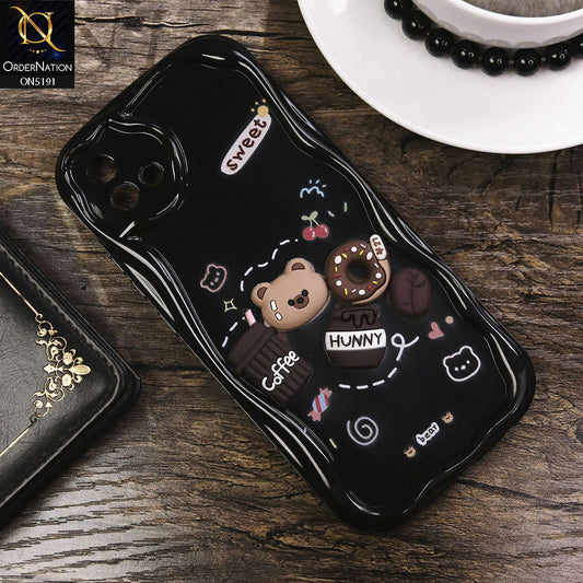 Oppo A16e Cover - Black - Cute 3D Cartoon Coffee Honey Donut Silicon Helix Soft Borders Camera Protection Case