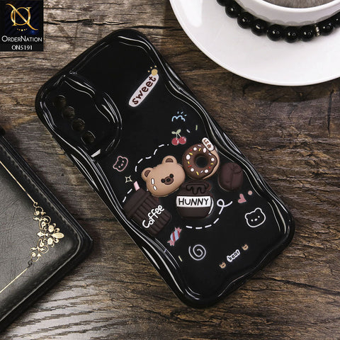 Samsung Galaxy A50 Cover - Black - Cute 3D Cartoon Coffee Honey Donut Silicon Helix Soft Borders Camera Protection Case