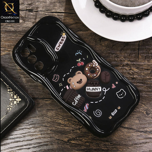 Oppo A55 5G Cover - Black - Cute 3D Cartoon Coffee Honey Donut Silicon Helix Soft Borders Camera Protection Case