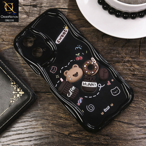 Oppo A36 Cover - Black - Cute 3D Cartoon Coffee Honey Donut Silicon Helix Soft Borders Camera Protection Case