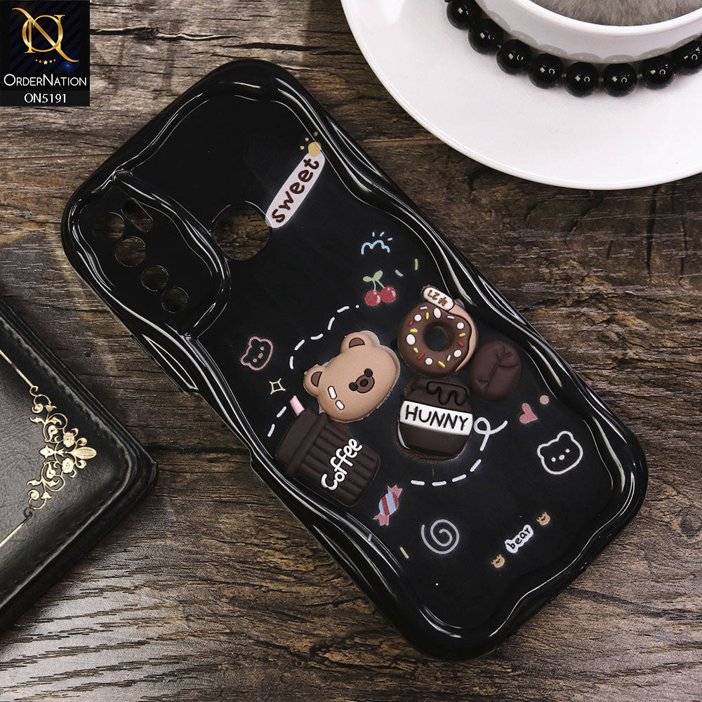 Tecno Spark 5 Cover - Black - Cute 3D Cartoon Coffee Honey Donut Silicon Helix Soft Borders Camera Protection Case