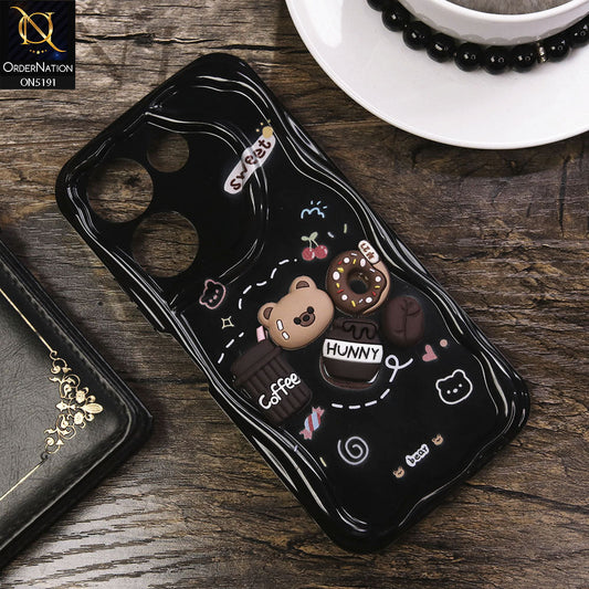 Tecno Camon 20 Cover - Black - Cute 3D Cartoon Coffee Honey Donut Silicon Helix Soft Borders Camera Protection Case