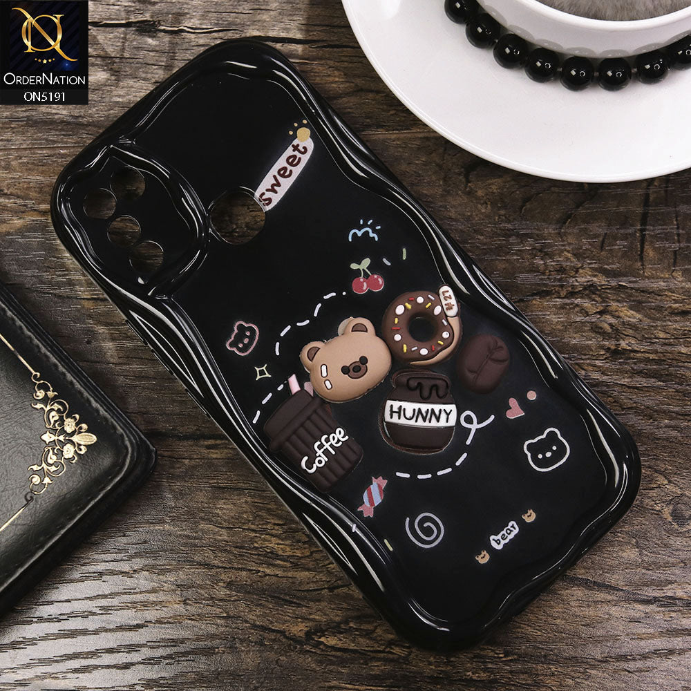 Infinix Hot 9 Play Cover - Black - Cute 3D Cartoon Coffee Honey Donut Silicon Helix Soft Borders Camera Protection Case