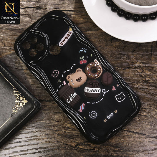 Oppo A15 Cover - Black - Cute 3D Cartoon Coffee Honey Donut Silicon Helix Soft Borders Camera Protection Case