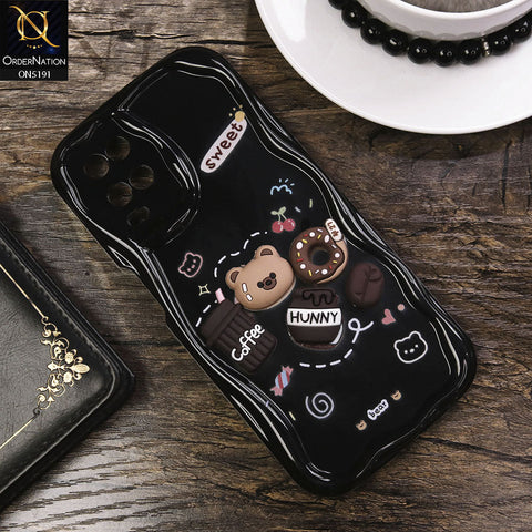 Oppo A54 4G Cover - Black - Cute 3D Cartoon Coffee Honey Donut Silicon Helix Soft Borders Camera Protection Case