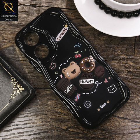 Oppo A58 4G Cover - Black - Cute 3D Cartoon Coffee Honey Donut Silicon Helix Soft Borders Camera Protection Case