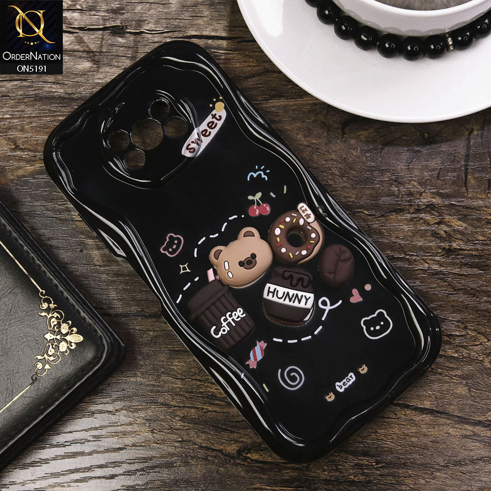 Xiaomi Poco X3 Cover - Black - Cute 3D Cartoon Coffee Honey Donut Silicon Helix Soft Borders Camera Protection Case