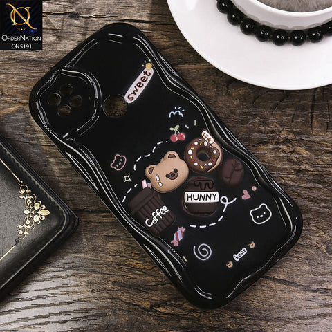 Xiaomi Redmi 9C Cover - Black - Cute 3D Cartoon Coffee Honey Donut Silicon Helix Soft Borders Camera Protection Case