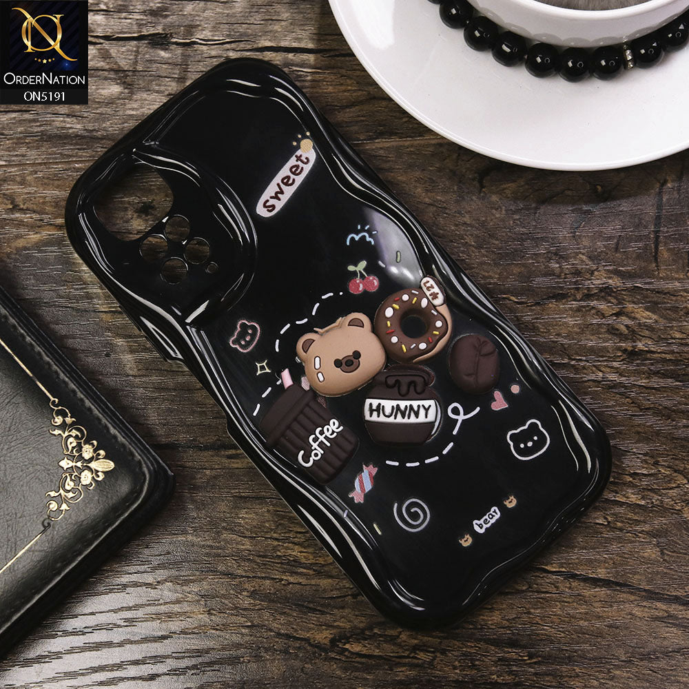 Xiaomi Redmi Note 11S Cover - Black - Cute 3D Cartoon Coffee Honey Donut Silicon Helix Soft Borders Camera Protection Case