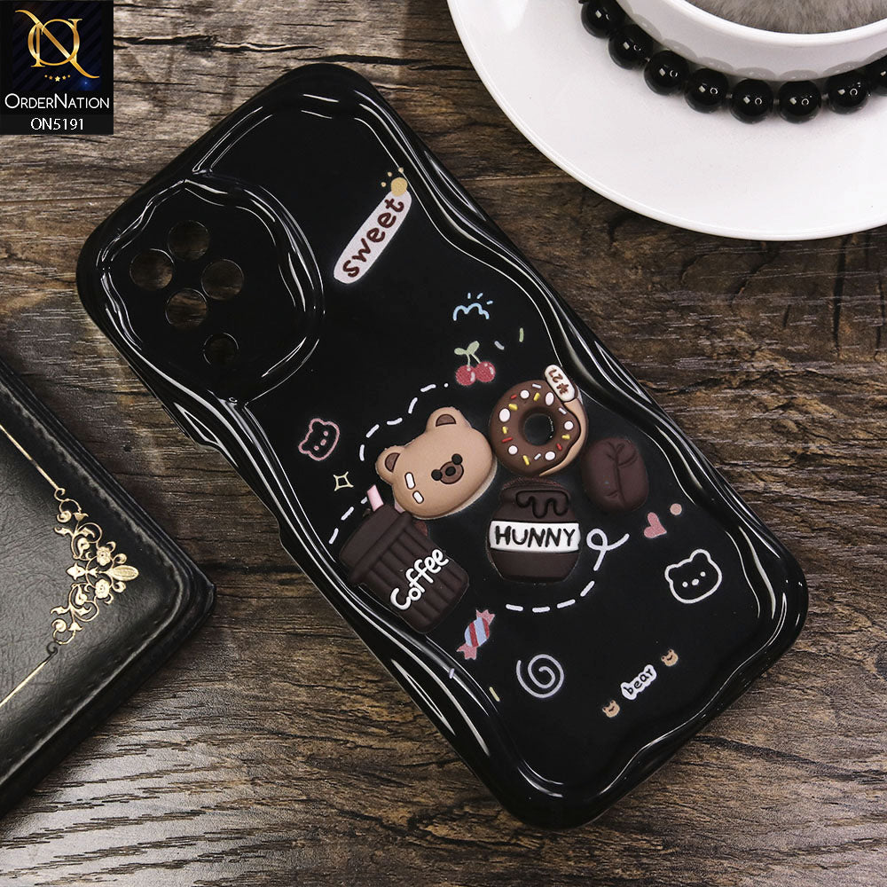 Samsung Galaxy A12 Cover - Black - Cute 3D Cartoon Coffee Honey Donut Silicon Helix Soft Borders Camera Protection Case