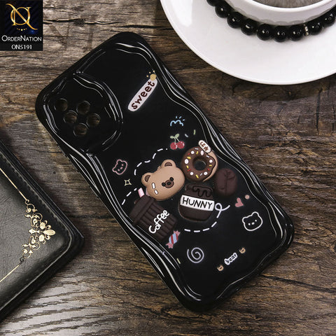 Samsung Galaxy A51 Cover - Black - Cute 3D Cartoon Coffee Honey Donut Silicon Helix Soft Borders Camera Protection Case